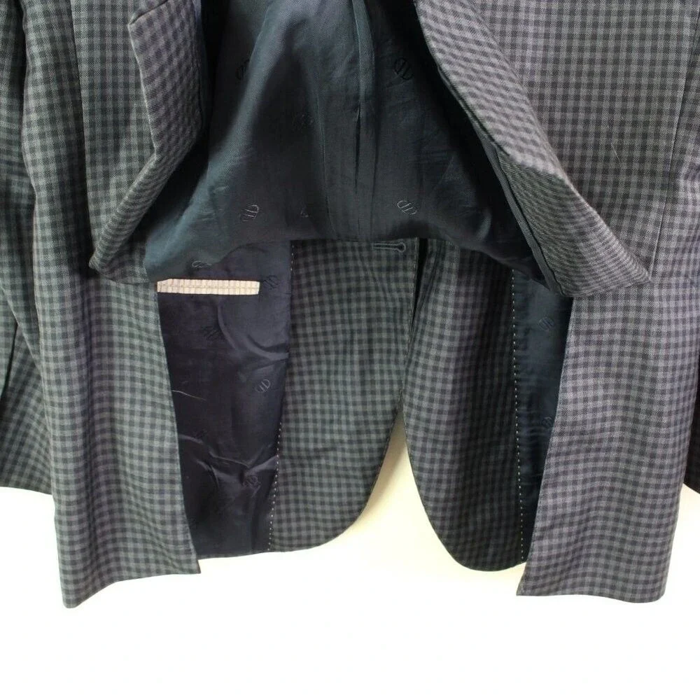 David Donahue‎ Virgin Wool Connor Sport Coat Check Blue Size 40R